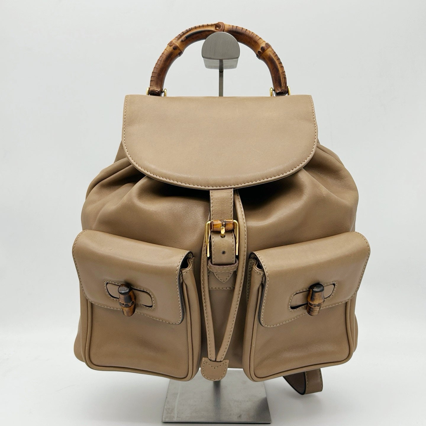 brown leather gucci backpack small in and bamboo top handle bamluxurystore Ophidia large backpack in beige
