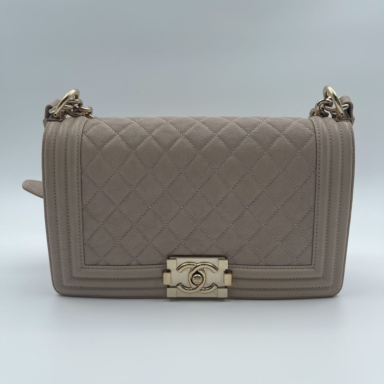 VINTAGE シャネル BOY CHANEL25cm グレー CHANEL Boy Flap Medium Gray Vintage Silver-tone Shoulder Bag