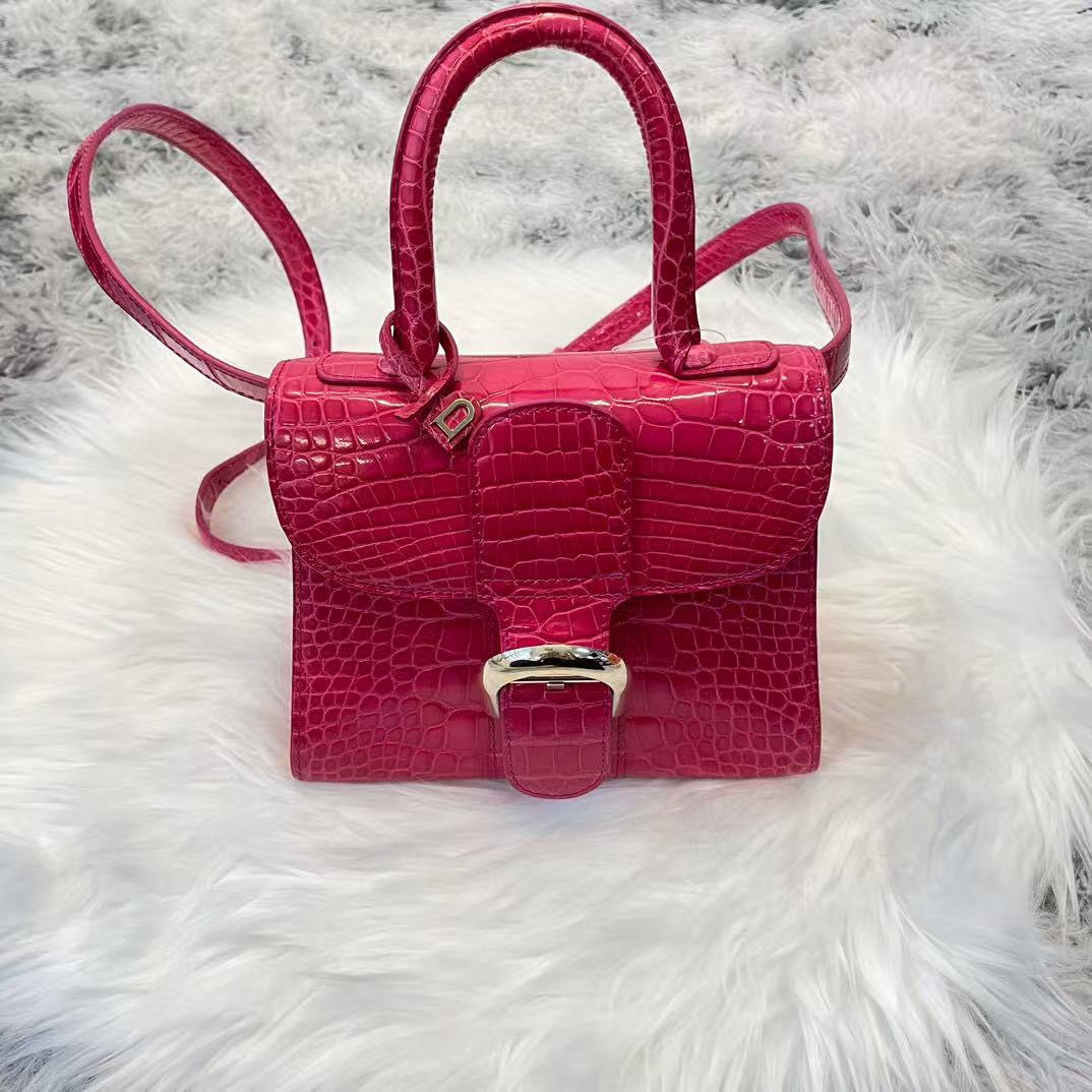 DELVAUX Crocodile Leather Pink Brilliant mini handbag 2Way