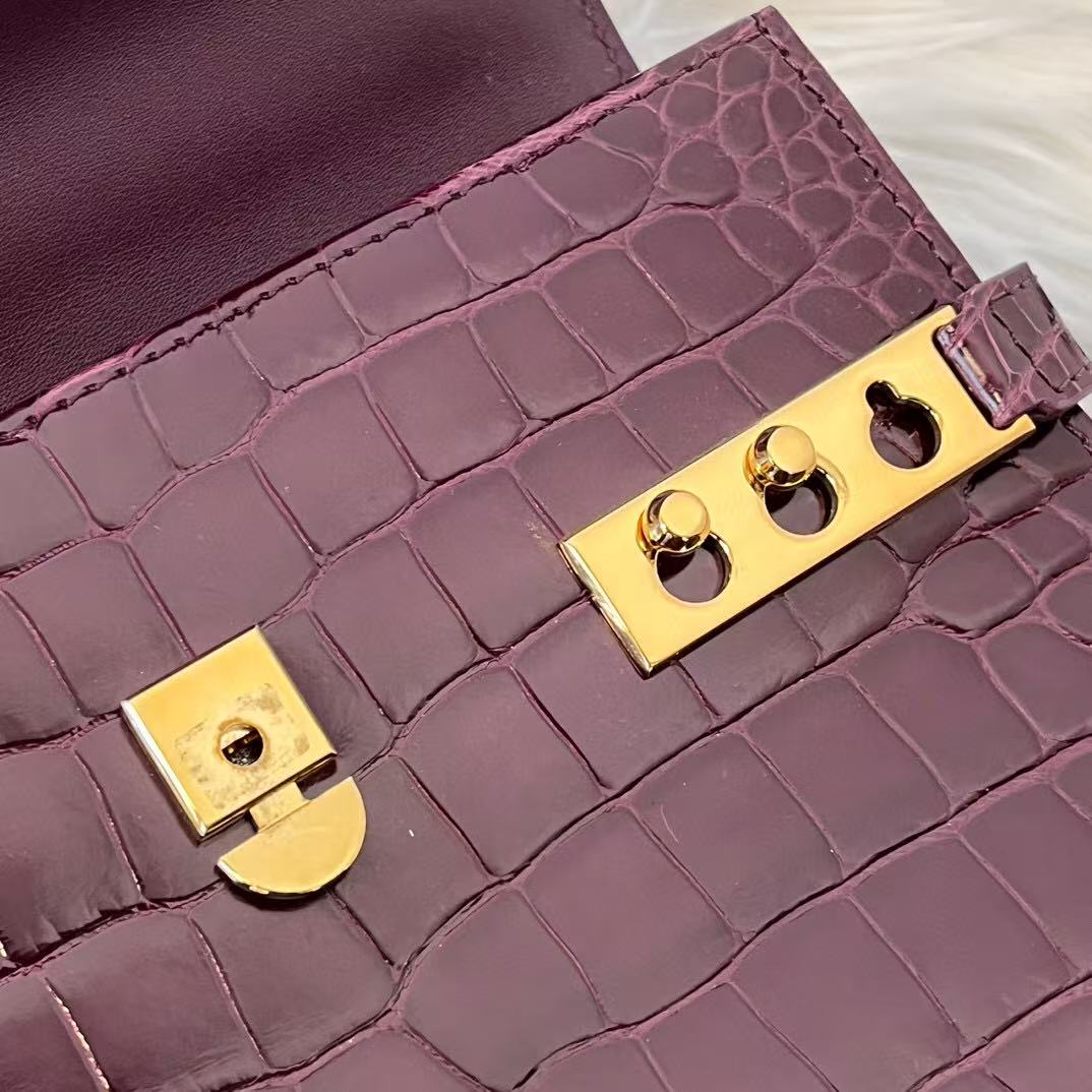 DELVAUX Handbag Tampet PM 2Way Gradient Bordeaux Crocodile Alligator Shoulderbag [Used]