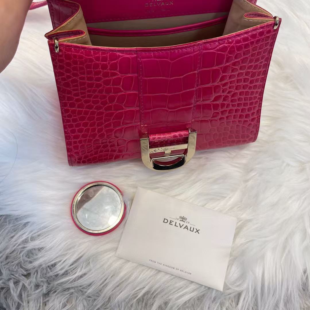 DELVAUX Crocodile Leather Pink Brilliant mini handbag 2Way Shouderbag Crocodile Leather [Used]