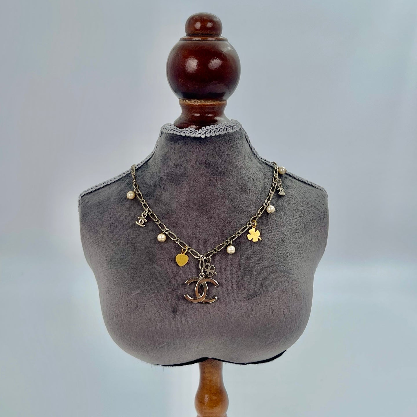 Chanel Silver-Tone CC Charm Necklace[Used]