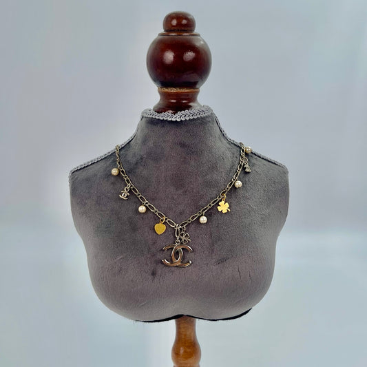 Chanel Silver-Tone CC Charm Necklace[Used]