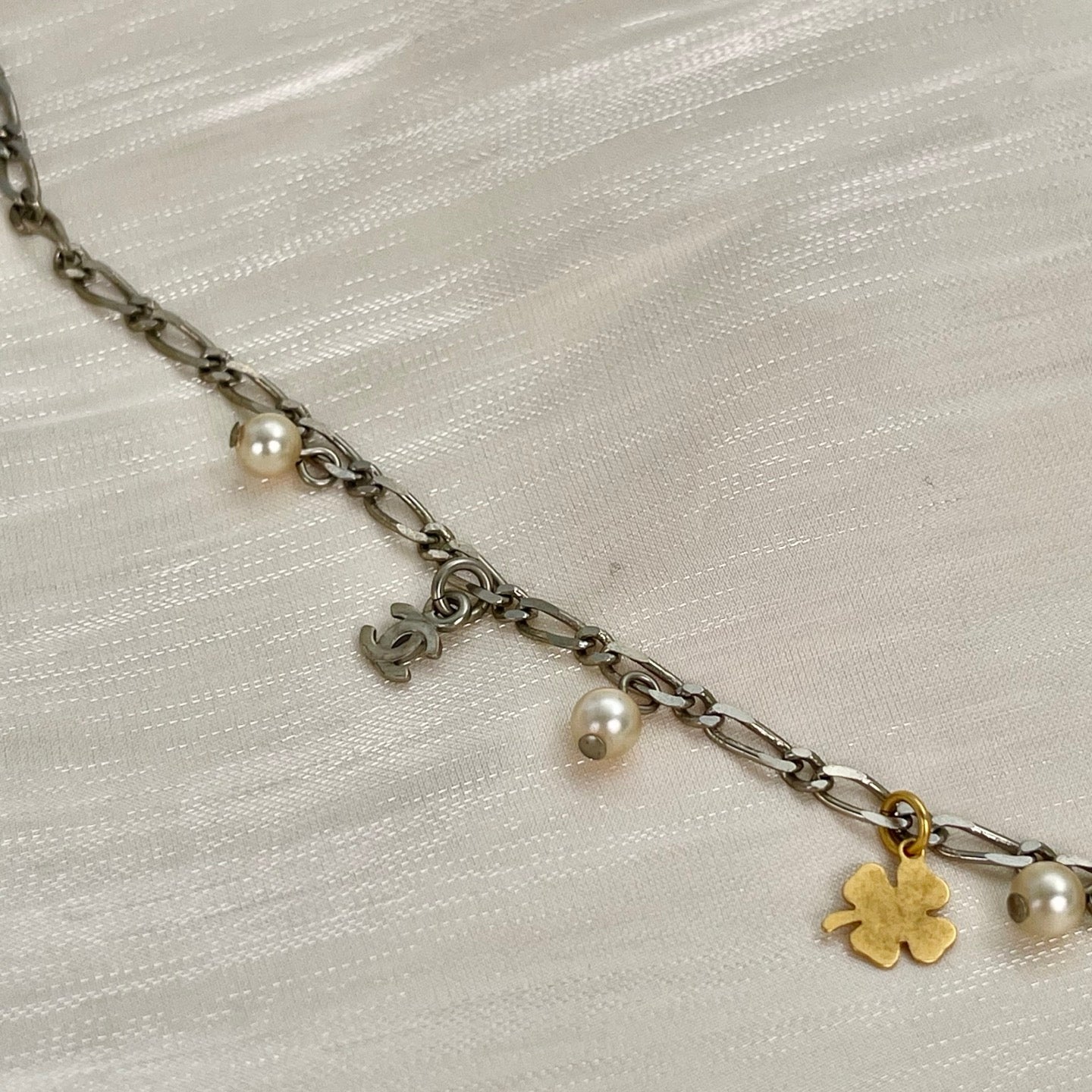 Chanel Silver-Tone CC Charm Necklace[Used]