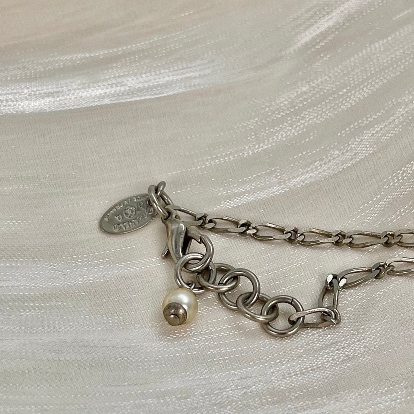 Chanel Silver-Tone CC Charm Necklace[Used]
