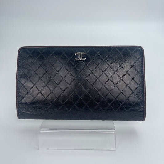 Chanel Black Bicolore Quilted Wallet[Used]