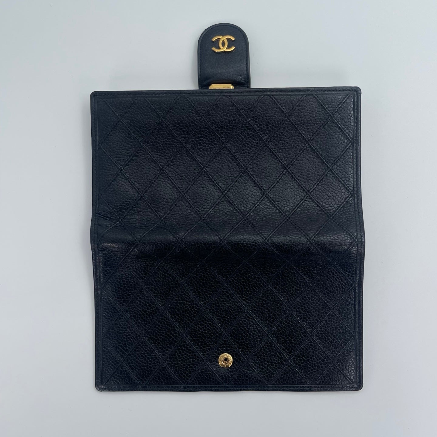 Chanel Black Long Wallet with Kiss-Lock Coin Purse[Used]