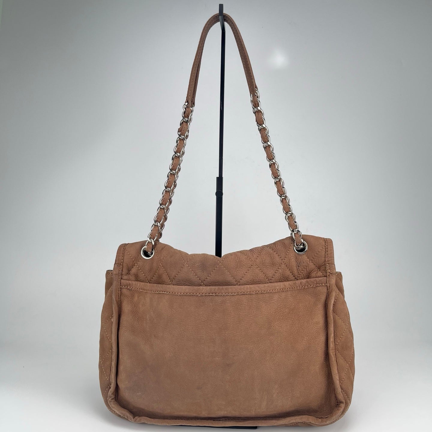 Chanel  Brown Suede Flap Tote Bag with Quilted Flap [Used]