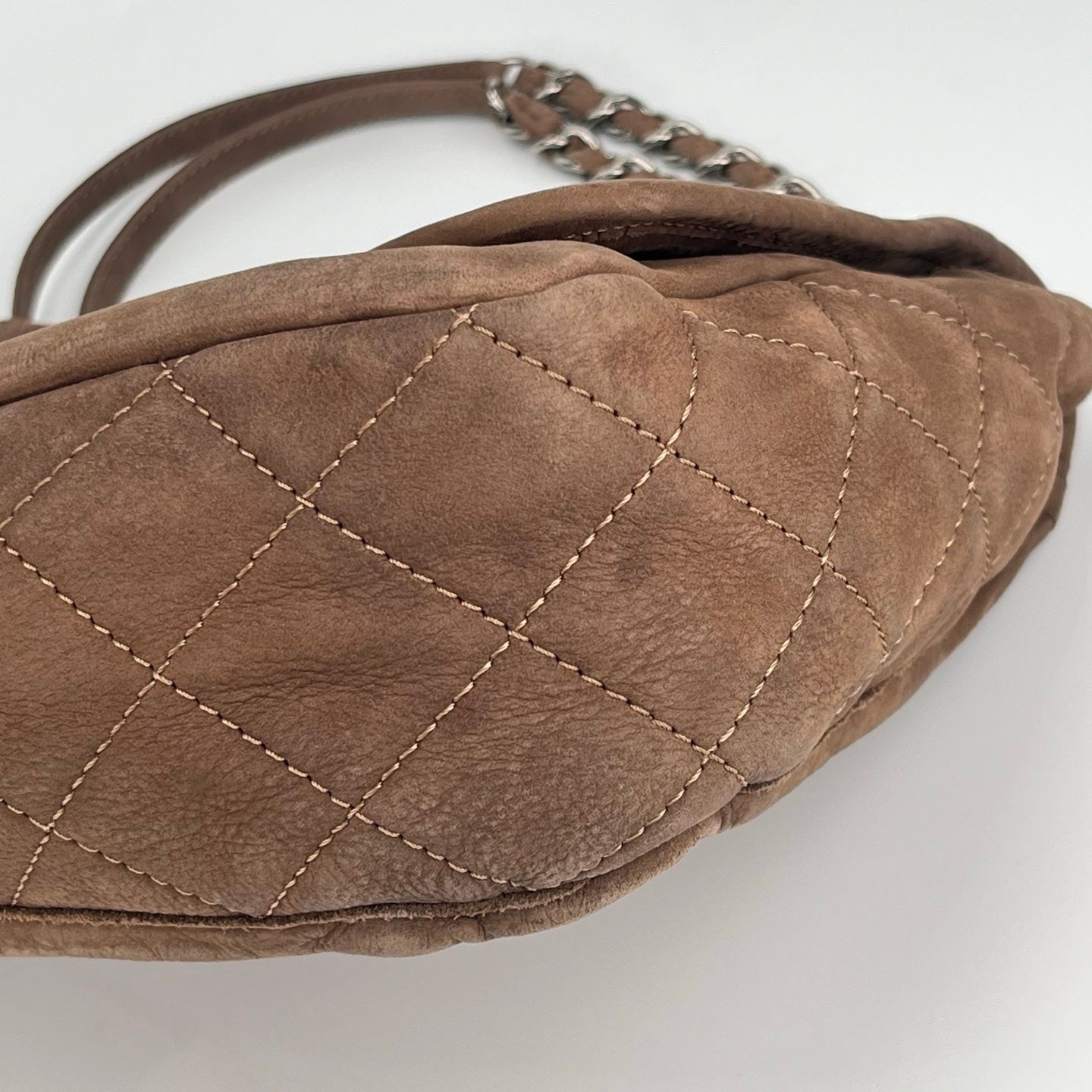 Chanel  Brown Suede Flap Tote Bag with Quilted Flap [Used]