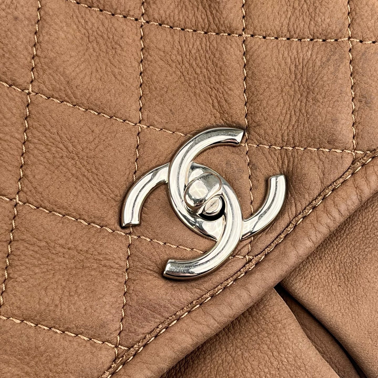 Chanel  Brown Suede Flap Tote Bag with Quilted Flap [Used]