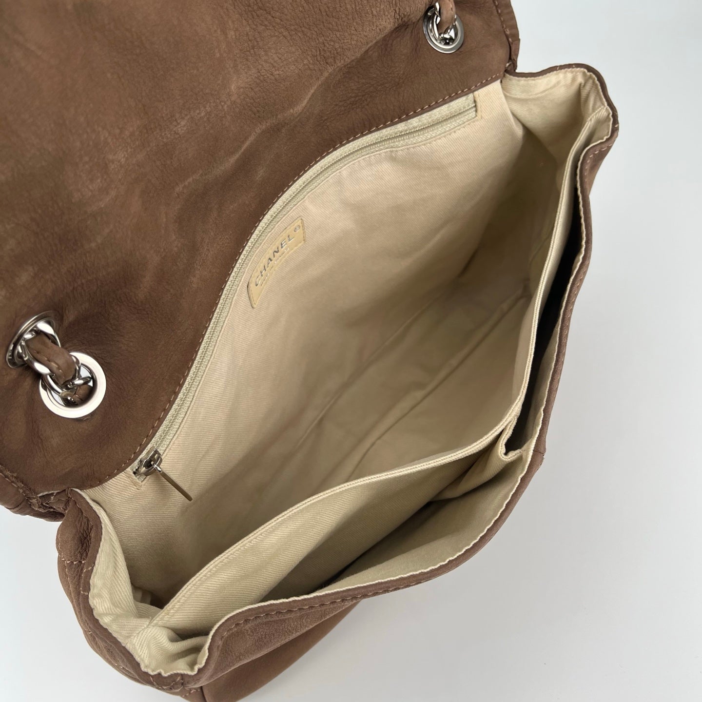 Chanel  Brown Suede Flap Tote Bag with Quilted Flap [Used]