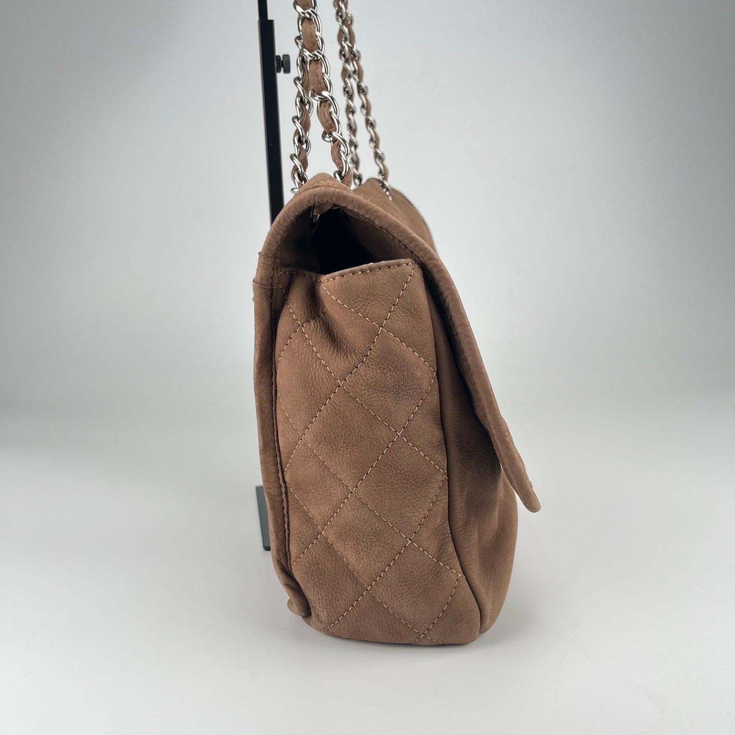 Chanel  Brown Suede Flap Tote Bag with Quilted Flap [Used]