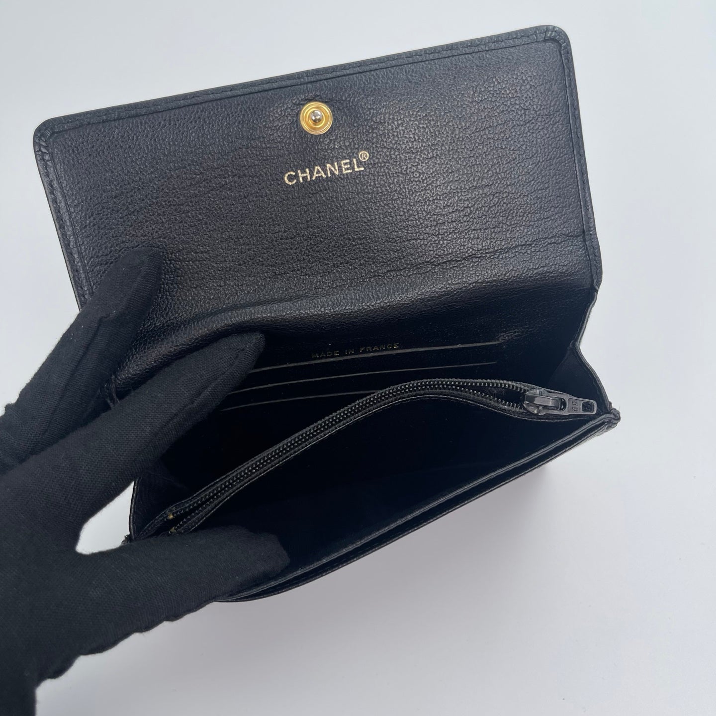 Chanel Black Coin Purse with Silver CC Logo [Used]