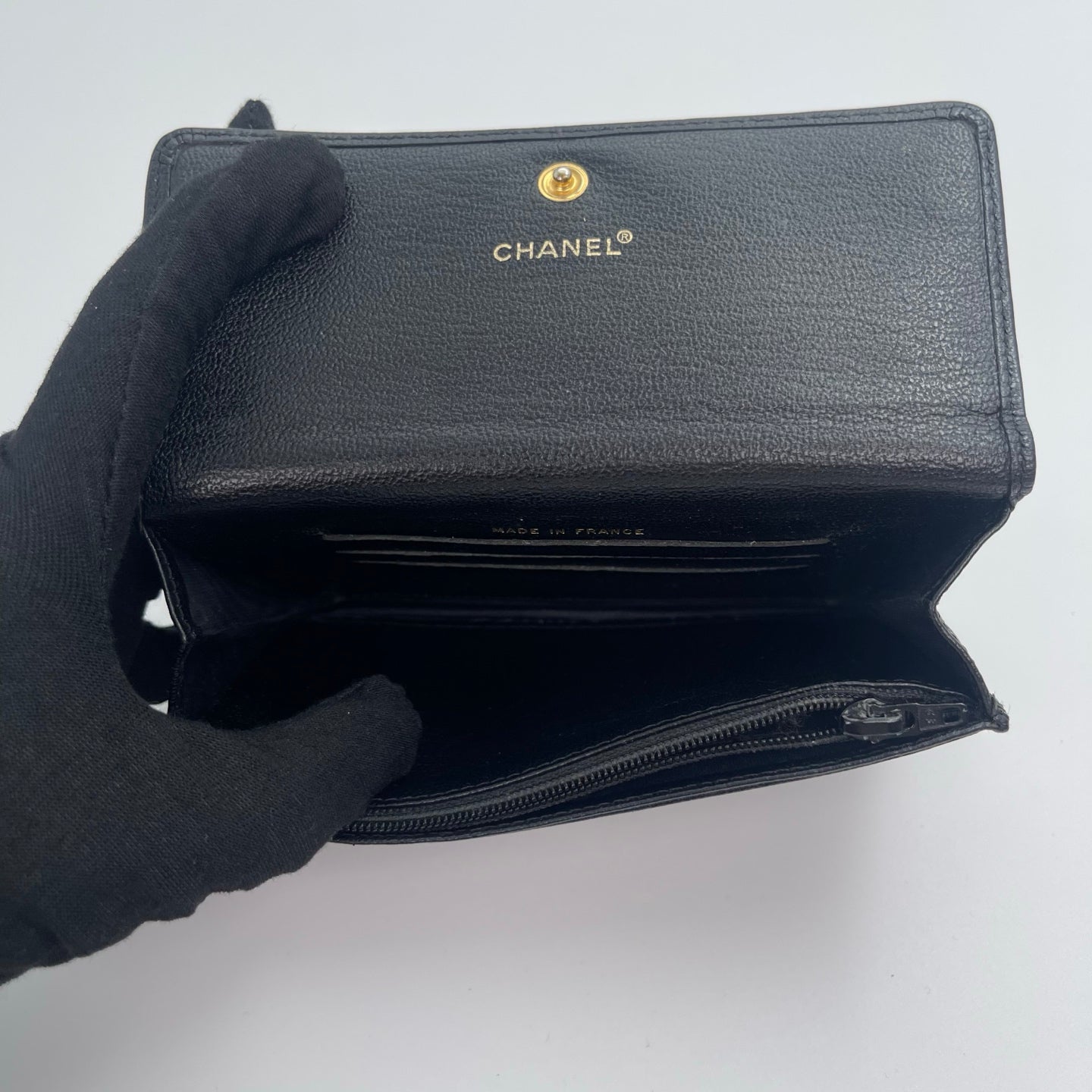 Chanel Black Coin Purse with Silver CC Logo [Used]