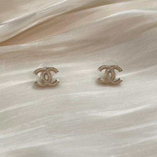 Chanel Braided CC Logo Stud Earrings [Used]