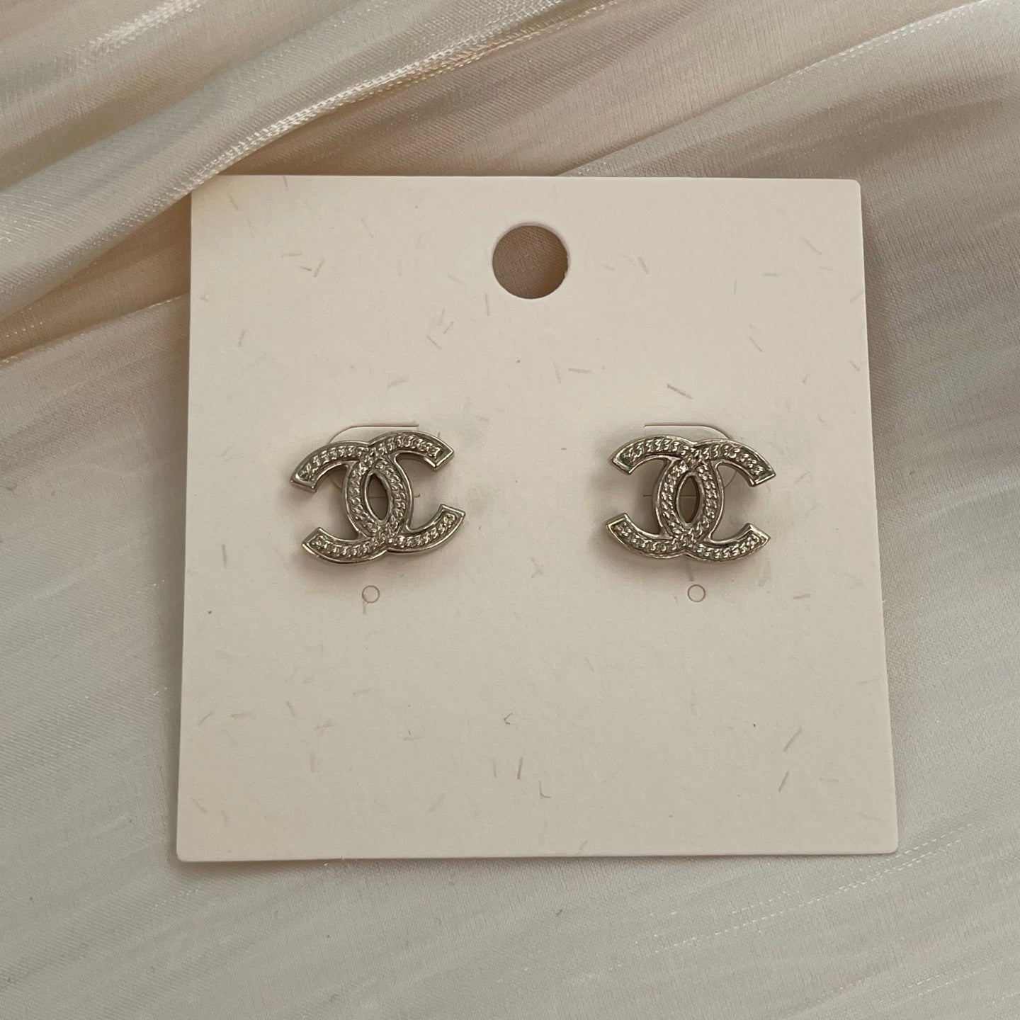 Chanel Braided CC Logo Stud Earrings [Used]