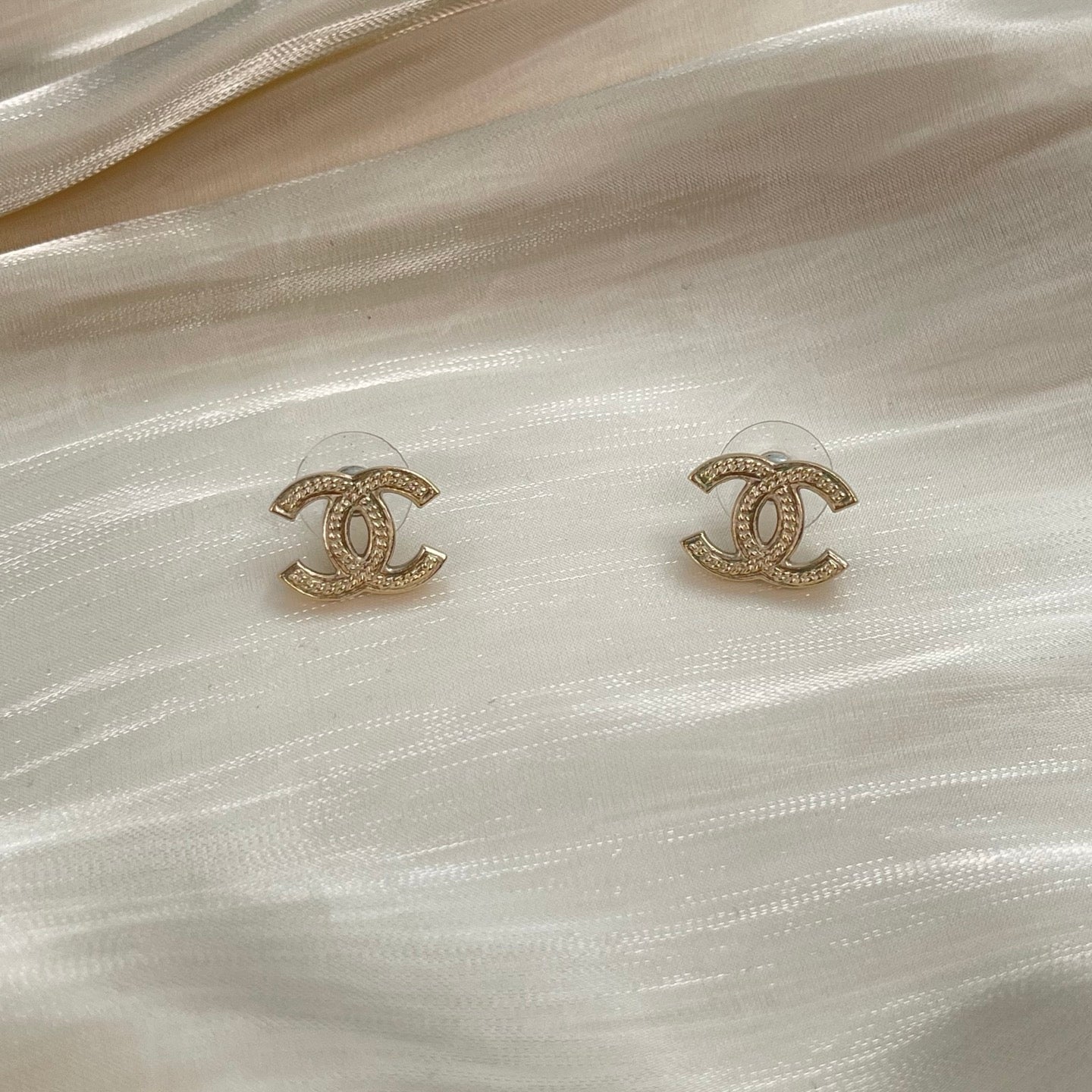 Chanel Braided CC Logo Stud Earrings [Used]