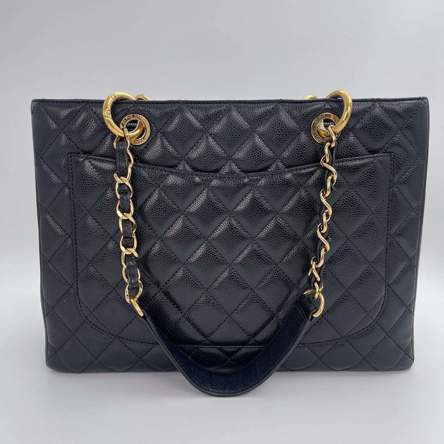Chanel Black Caviar Leather GST Tote Bag with Gold Hardware [Used]