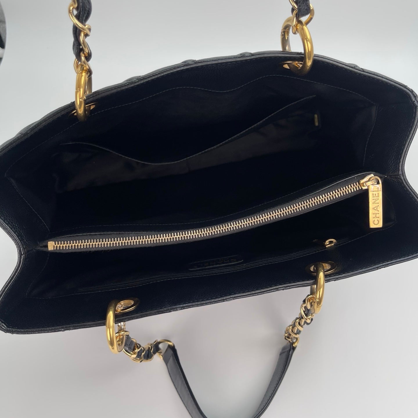 Chanel Black Caviar Leather GST Tote Bag with Gold Hardware [Used]