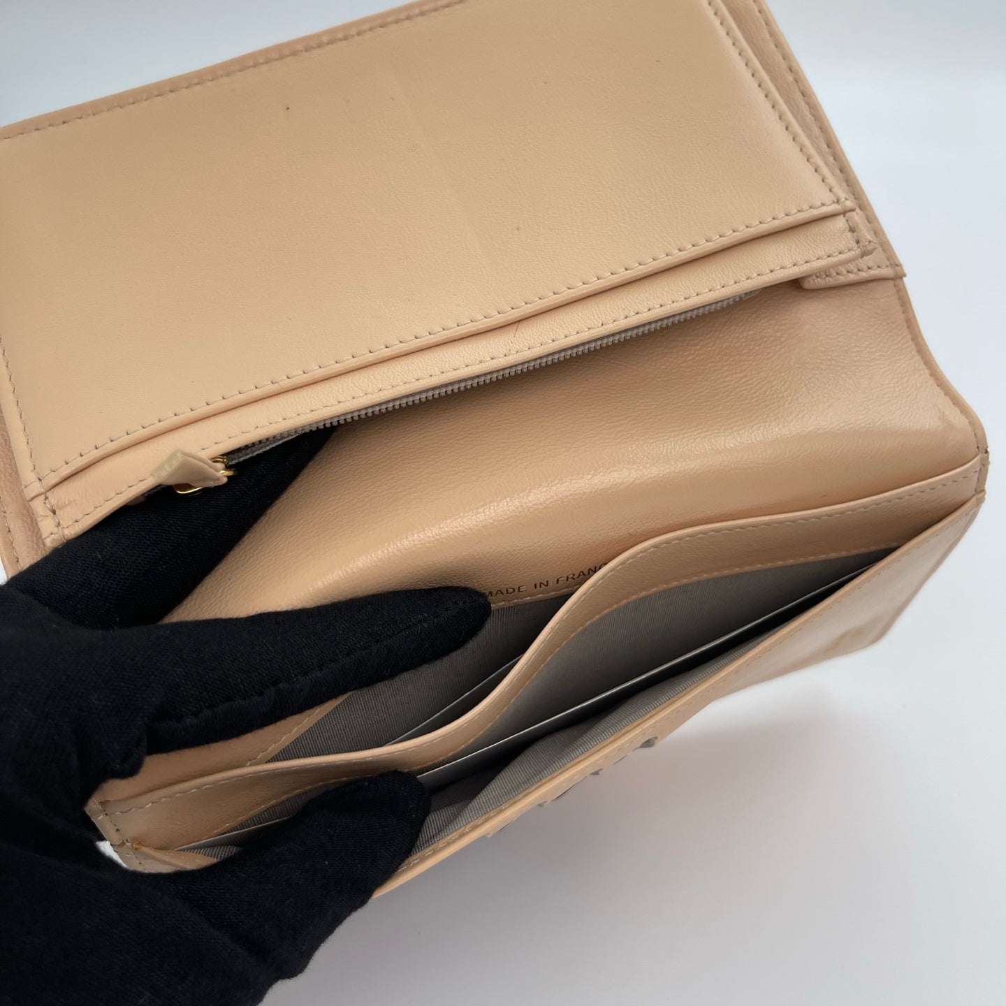 Chanel Coco mark Long Wallet in Light Khaki Caviar Leather [Used]