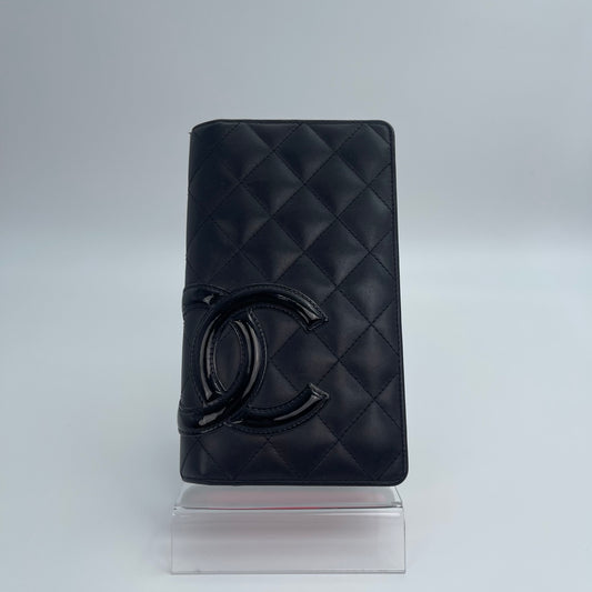 Chanel Cambon Line Quilted Long Wallet in Black Calfskin [Used]