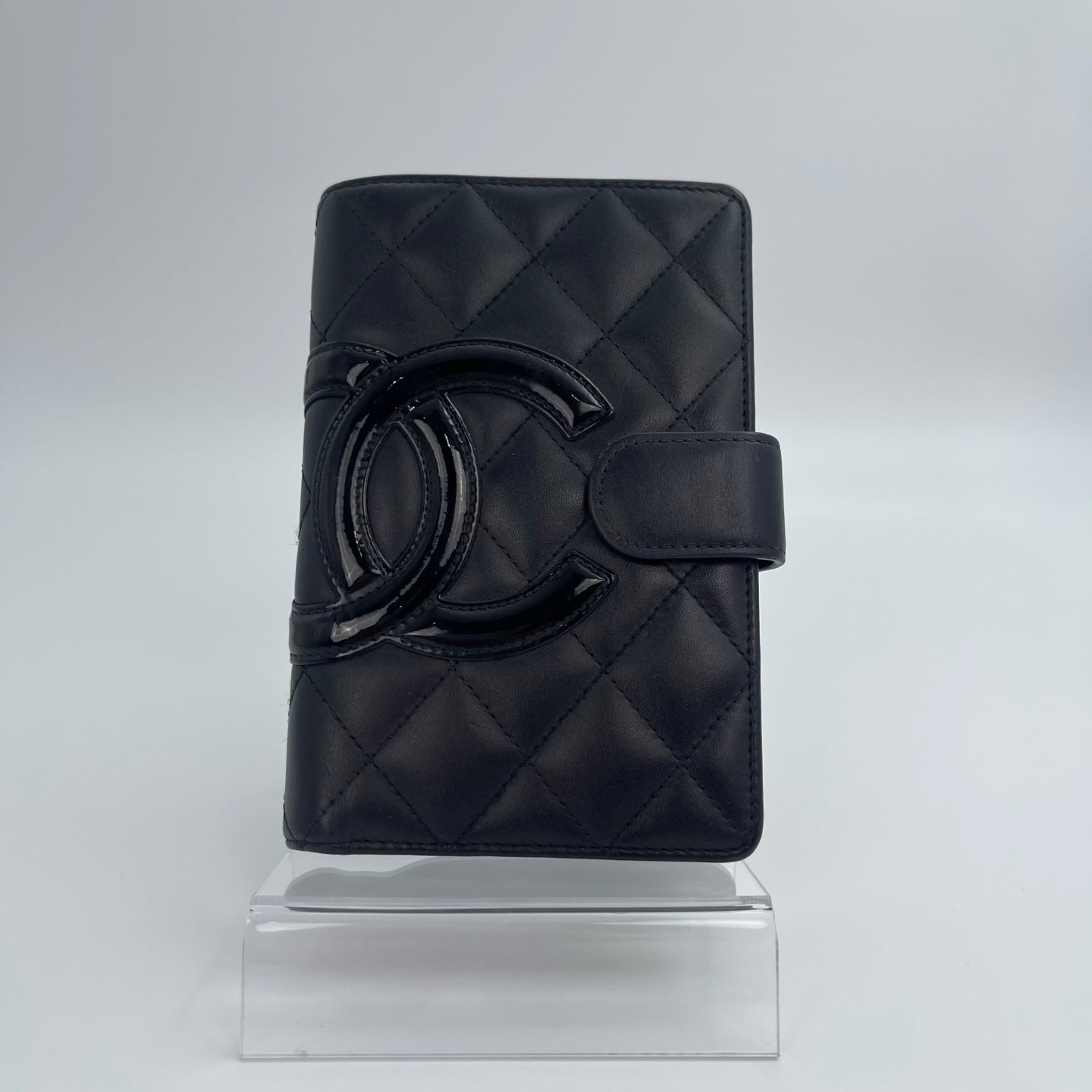 Chanel Matelassé Cambon Bifold Medium Wallet in Black Lambskin [Used]