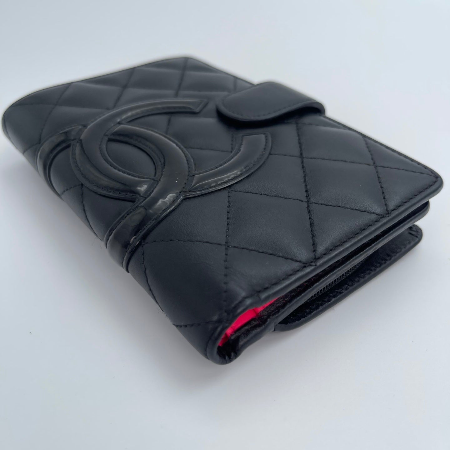 Chanel Matelassé Cambon Bifold Medium Wallet in Black Lambskin [Used]