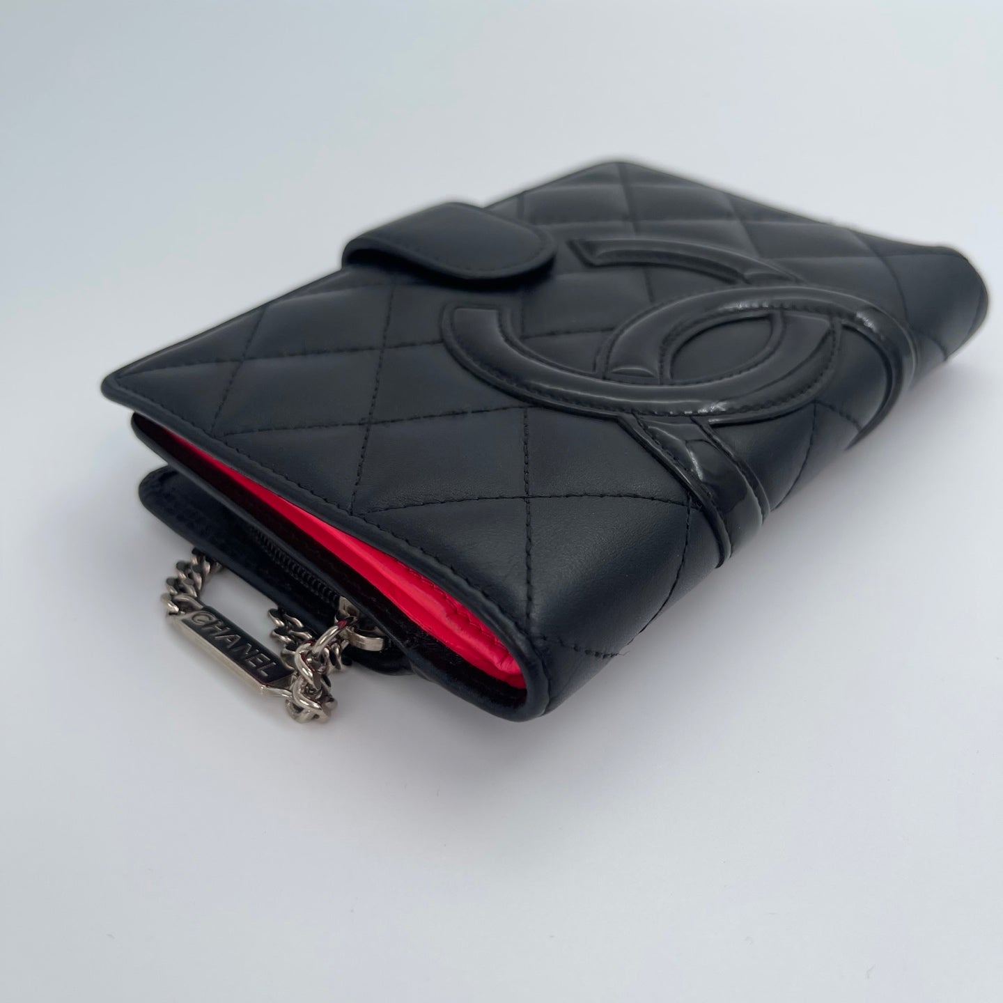 Chanel Matelassé Cambon Bifold Medium Wallet in Black Lambskin [Used]