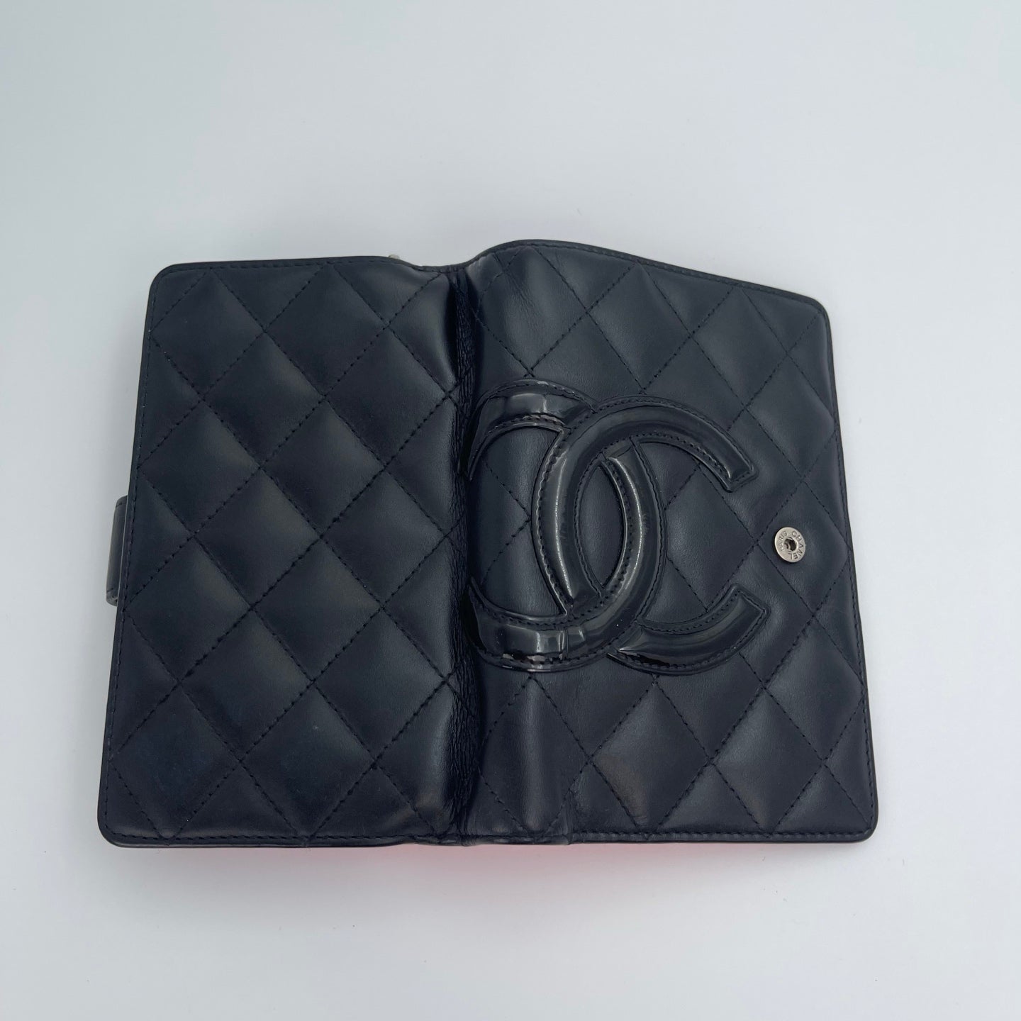 Chanel Matelassé Cambon Bifold Medium Wallet in Black Lambskin [Used]