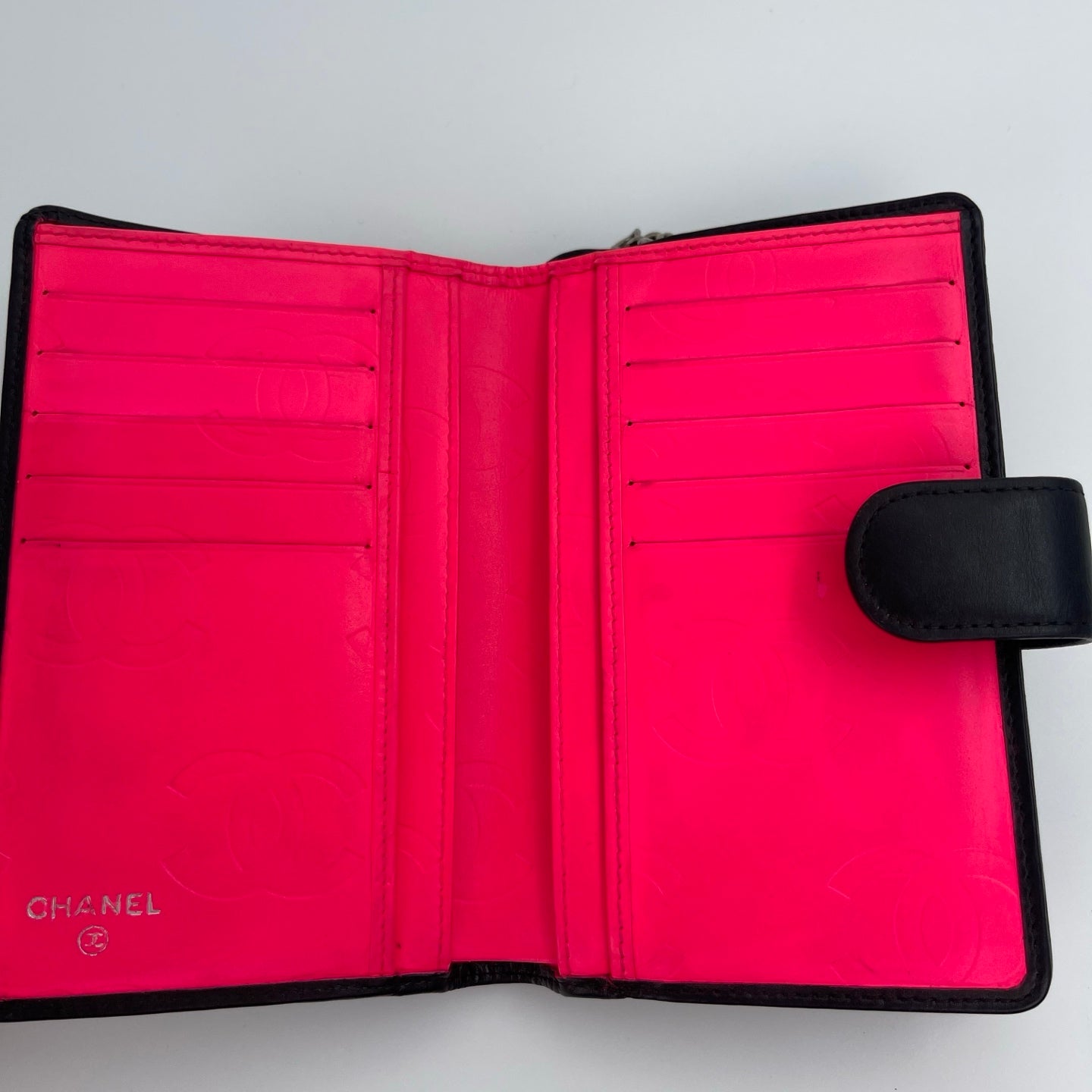 Chanel Matelassé Cambon Bifold Medium Wallet in Black Lambskin [Used]