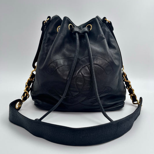 Chanel Coco Mark Bucket Shoulder Bag – Black Lambskin [Used]