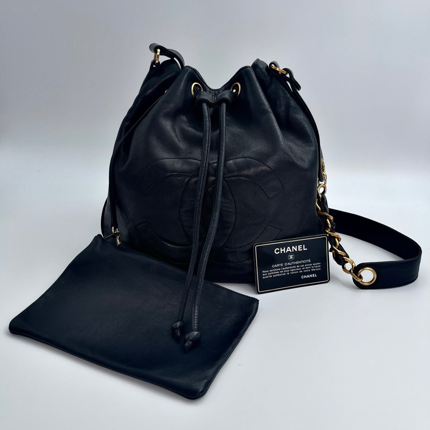 Chanel Coco Mark Bucket Shoulder Bag – Black Lambskin [Used]