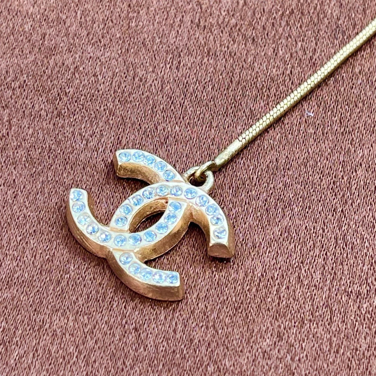 Chanel Heart CC Chain Bracelet Gold Rhinestone 01P[Used]