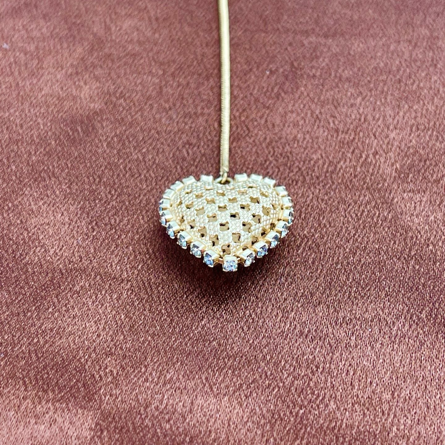 Chanel Heart CC Chain Bracelet Gold Rhinestone 01P[Used]