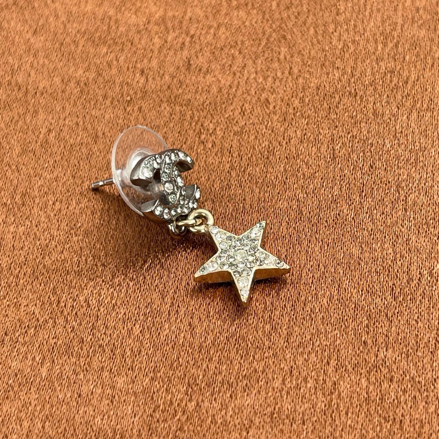 Chanel Moon & Star Rhinestone Drop Earrings[Used]