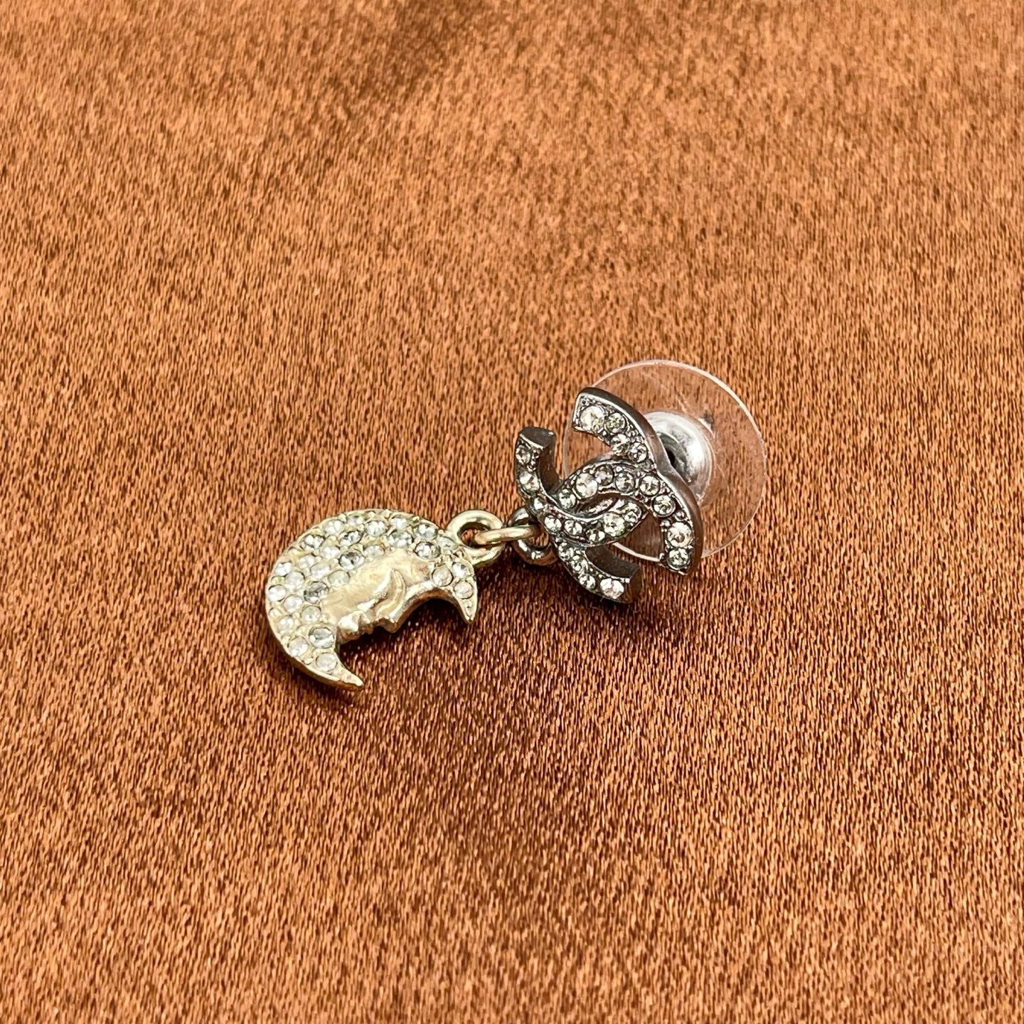 Chanel Moon & Star Rhinestone Drop Earrings[Used]
