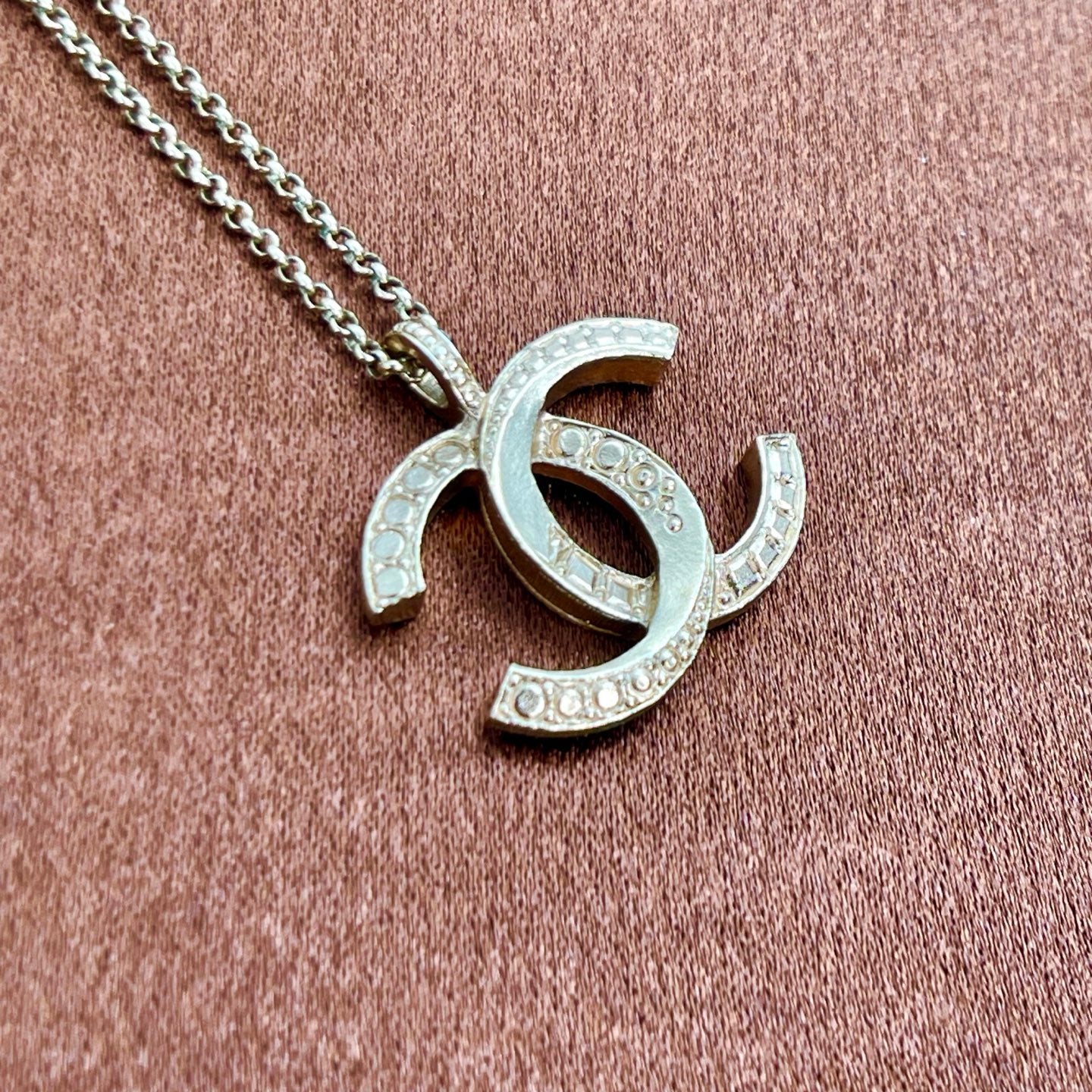 Chanel Gold-Tone Rhinestone COCO Mark Necklace[Used]