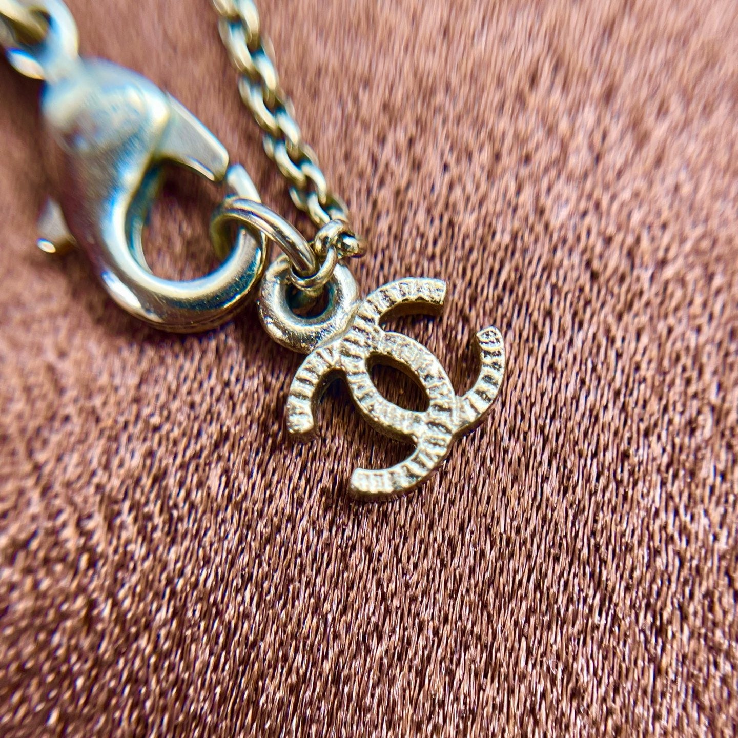 Chanel Gold-Tone Rhinestone COCO Mark Necklace[Used]