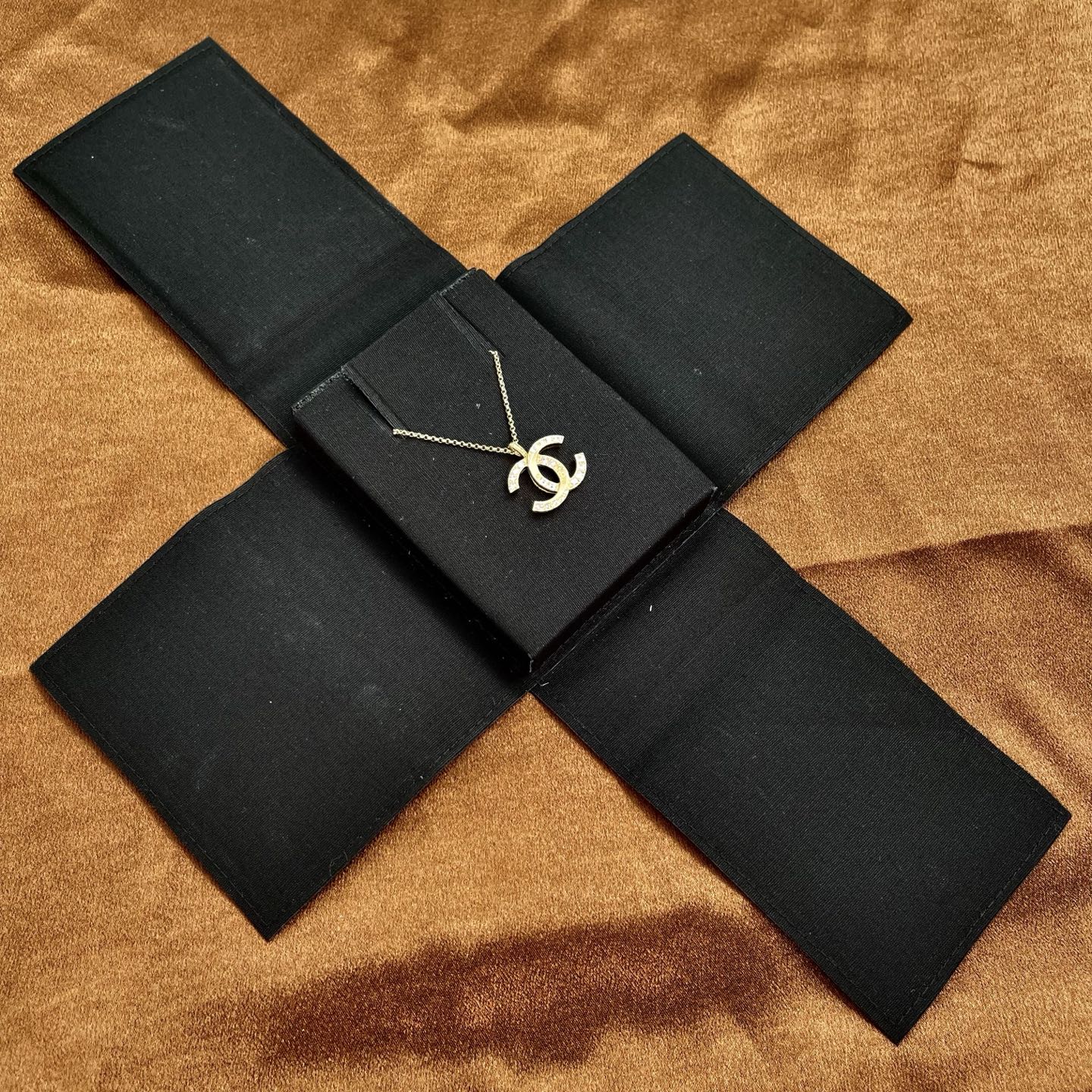 Chanel Gold-Tone Rhinestone COCO Mark Necklace[Used]