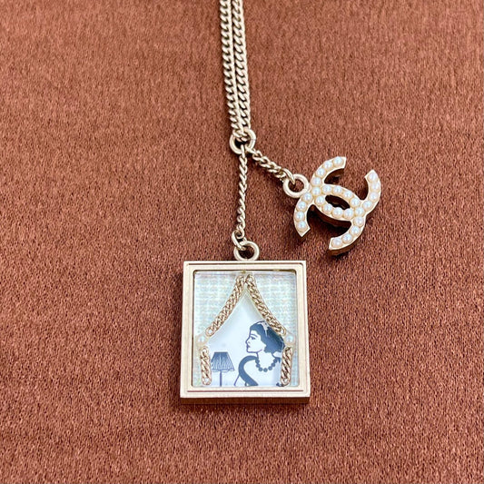 Chanel Mademoiselle Frame Pendant Necklace – 07C[Used]
