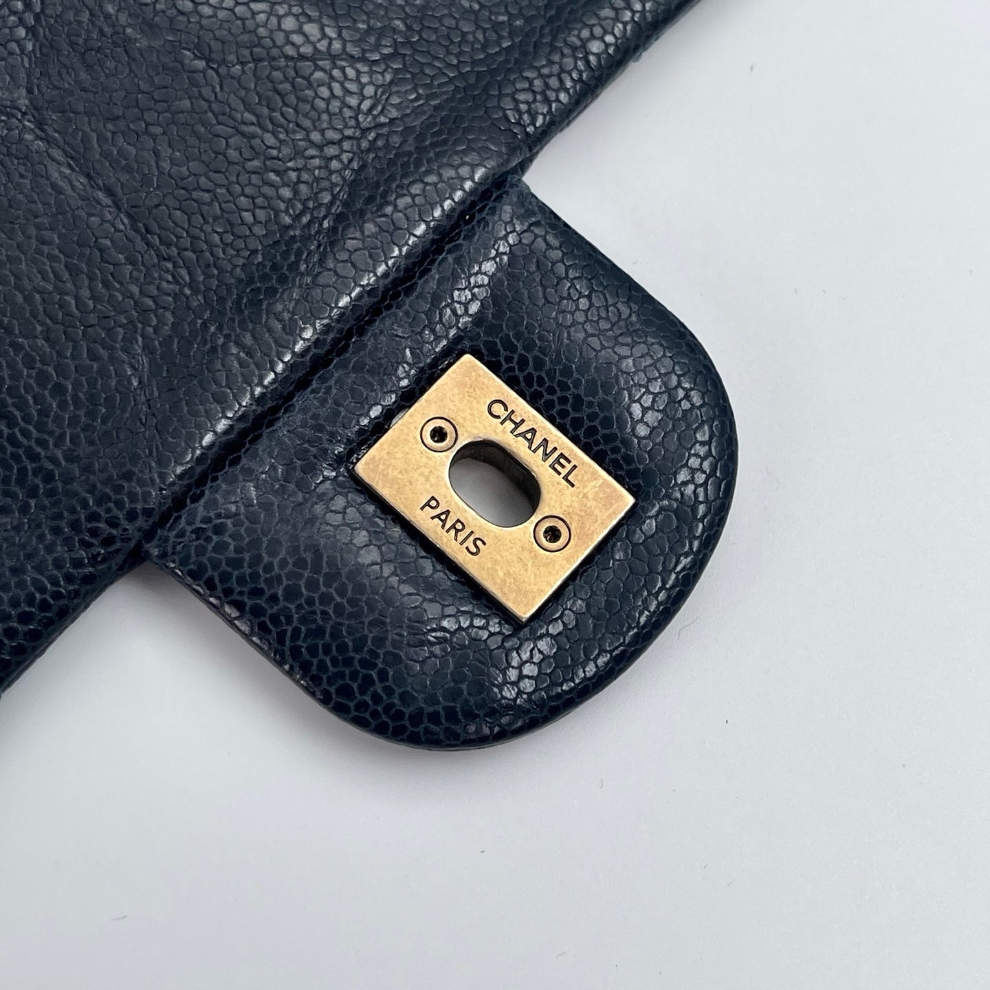 Chanel Bombay Glazed Calfskin 2-Way Tote – Black & Gold with Navy Stitching [Used]