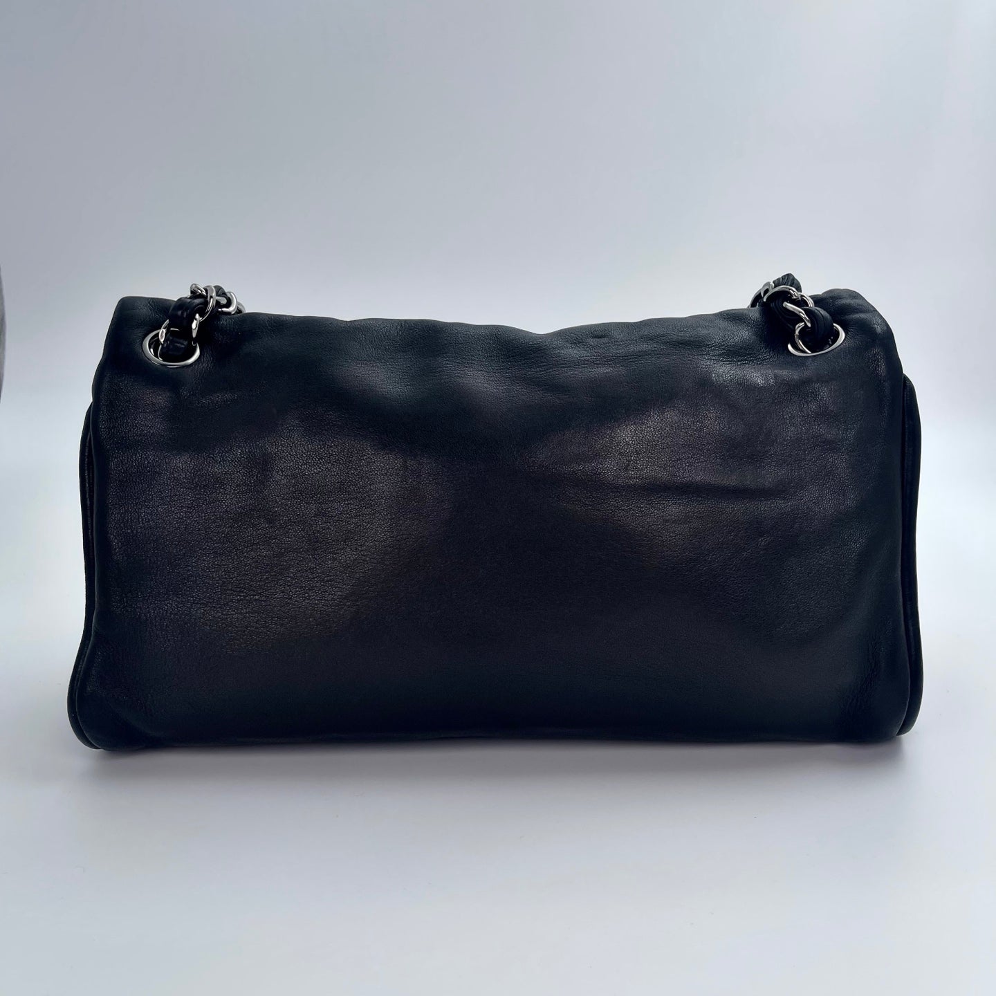 Chanel 2.55 Double Flap Lambskin Chain Bag – Black & Silver [Used]