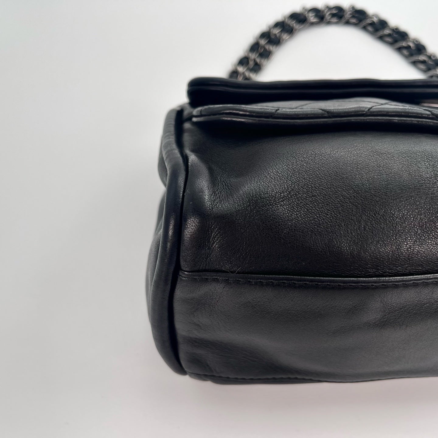 Chanel 2.55 Double Flap Lambskin Chain Bag – Black & Silver [Used]