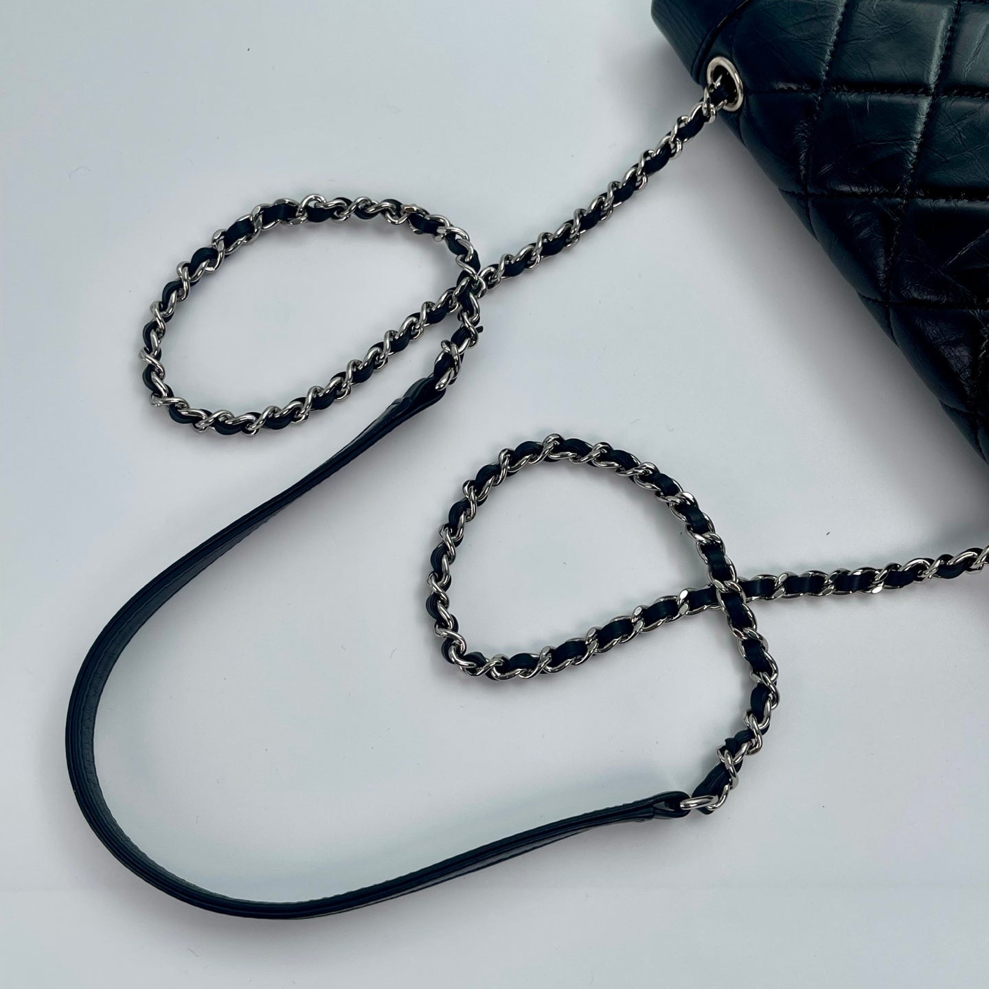 Chanel Glazed Calfskin Flap WOC Chain Bag – Black & Silver [Used]