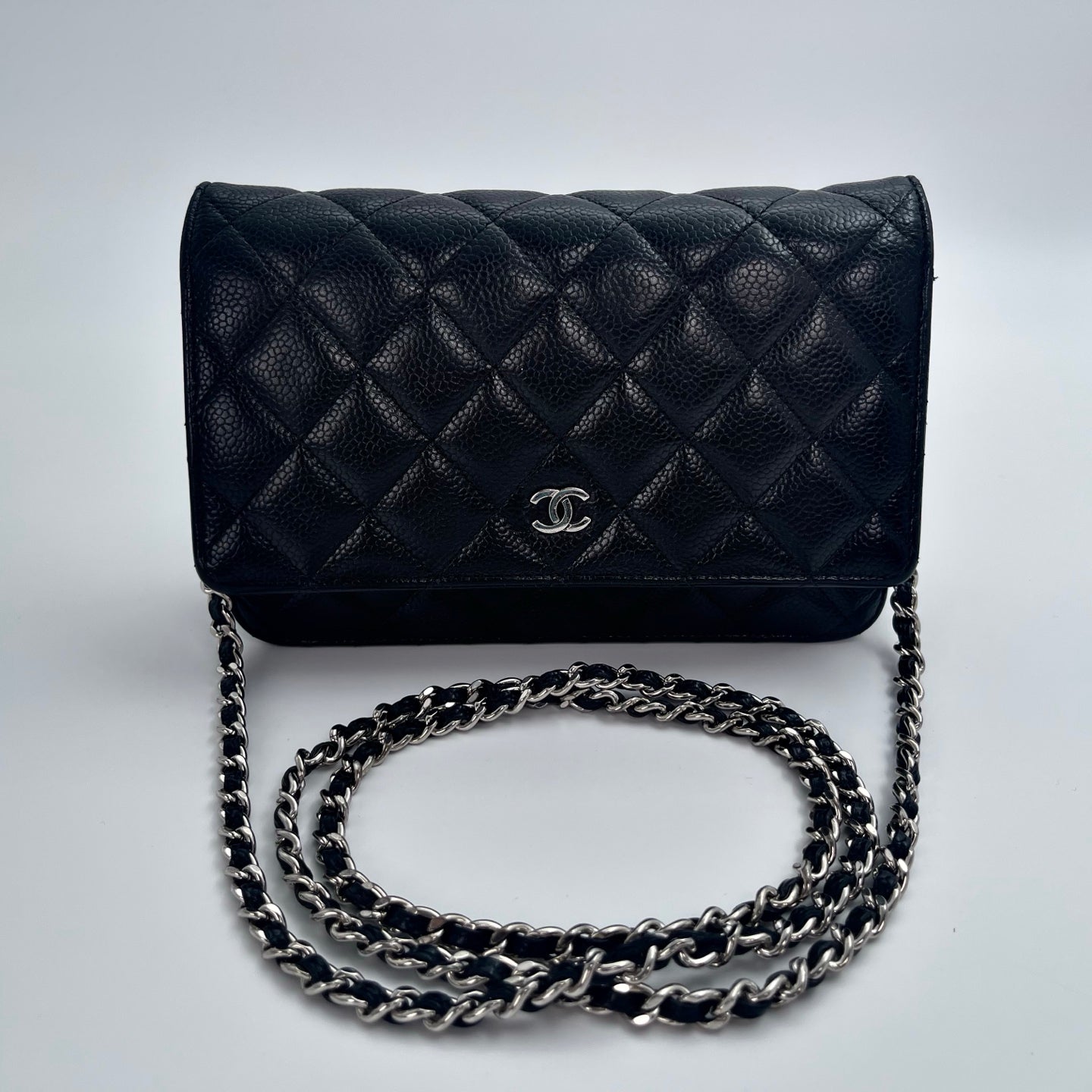 Chanel Classic Caviar Leather WOC Chain Bag – Black & Silver [Used]