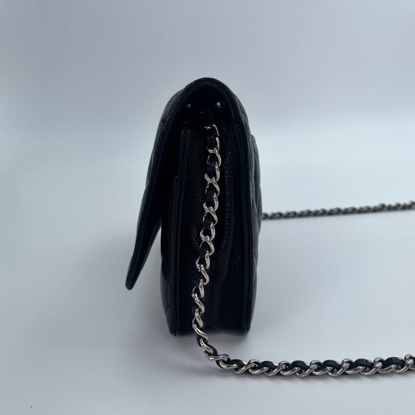 Chanel Classic Caviar Leather WOC Chain Bag – Black & Silver [Used]