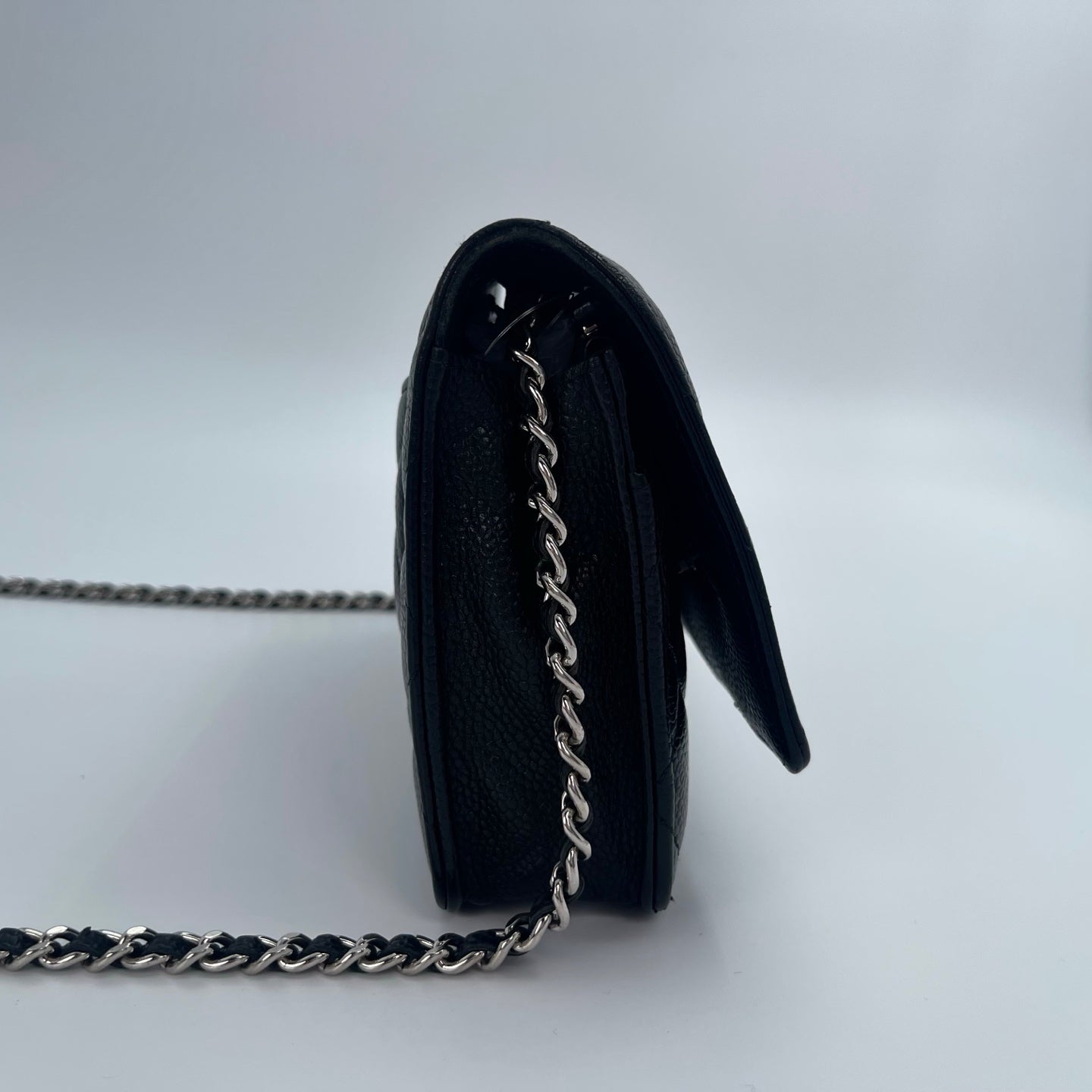 Chanel Classic Caviar Leather WOC Chain Bag – Black & Silver [Used]