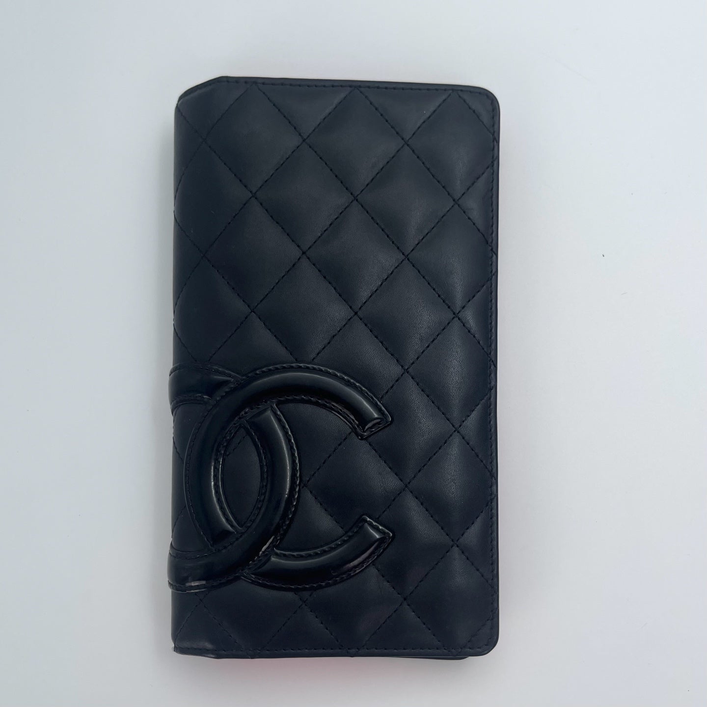 Chanel Cambon Ligne Bi-Fold Long Wallet – Black / Neon Pink[Used]