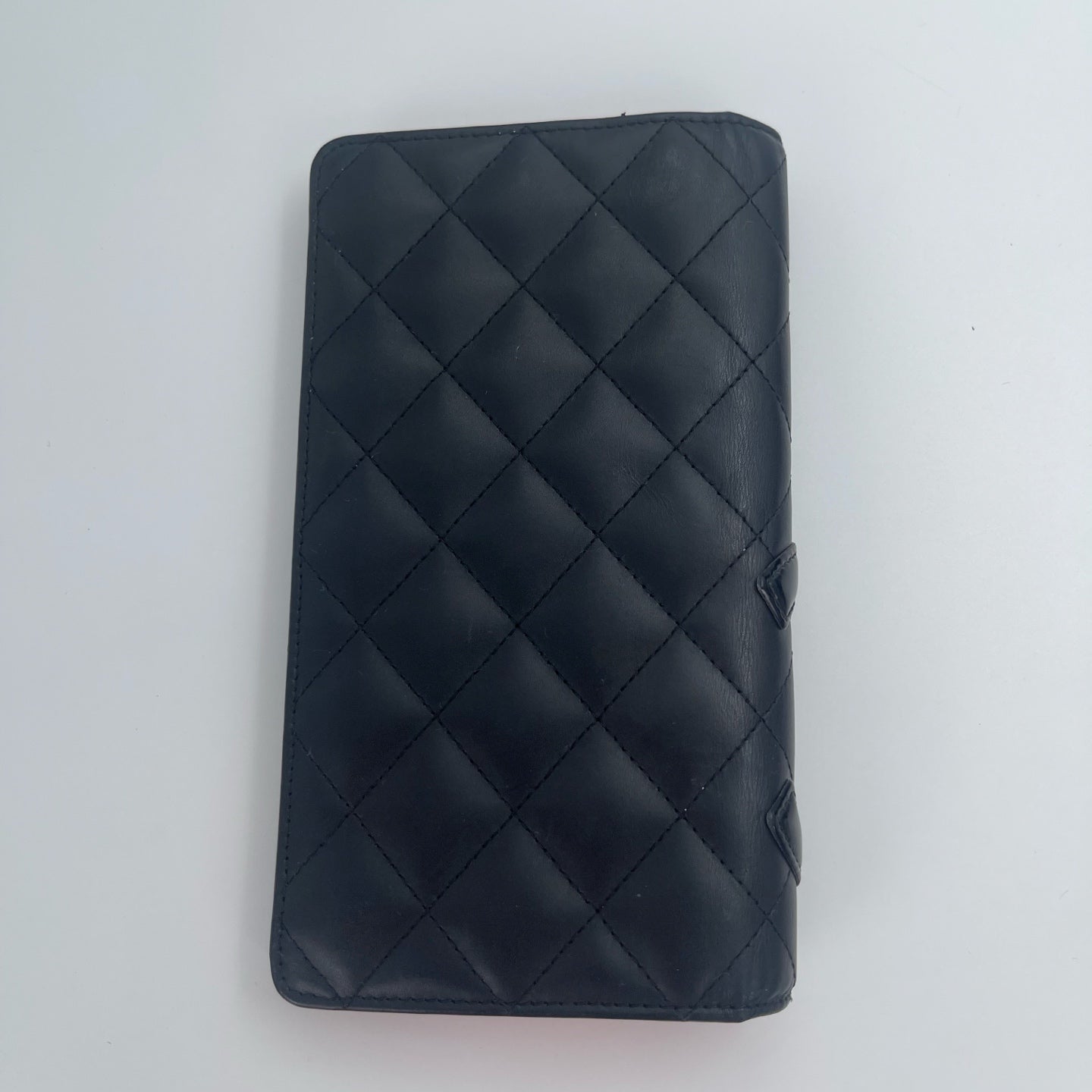 Chanel Cambon Ligne Bi-Fold Long Wallet – Black / Neon Pink[Used]