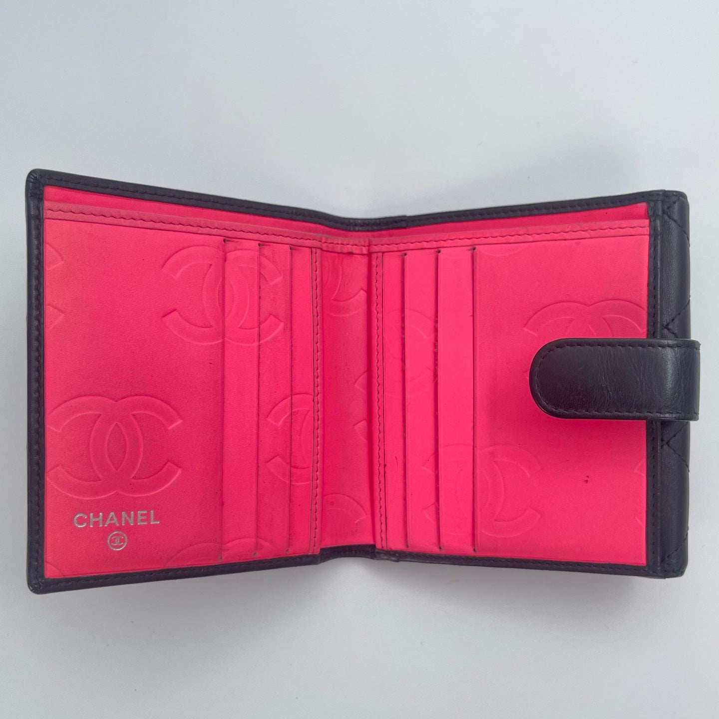 Chanel Cambon Ligne Compact Bi-Fold Wallet – Black / Neon Pink [Used]